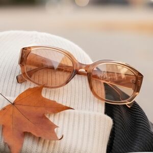 Y2K Retro Oval Sunglasses Tea Champagne UV400 Acrylic Frame Vintage Trendy